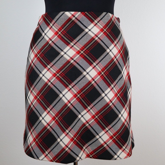 Black And White Plaid Midi Skirt Tartan Royal Stewart Black Boucle